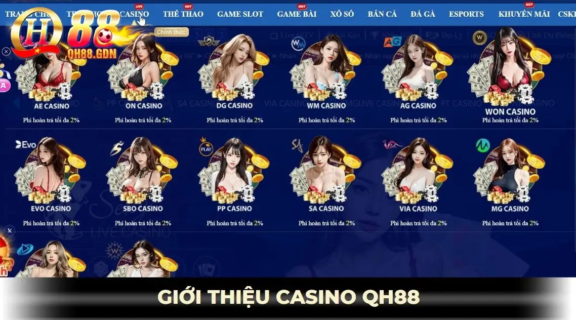 giới thiệu sảnh casino QH88