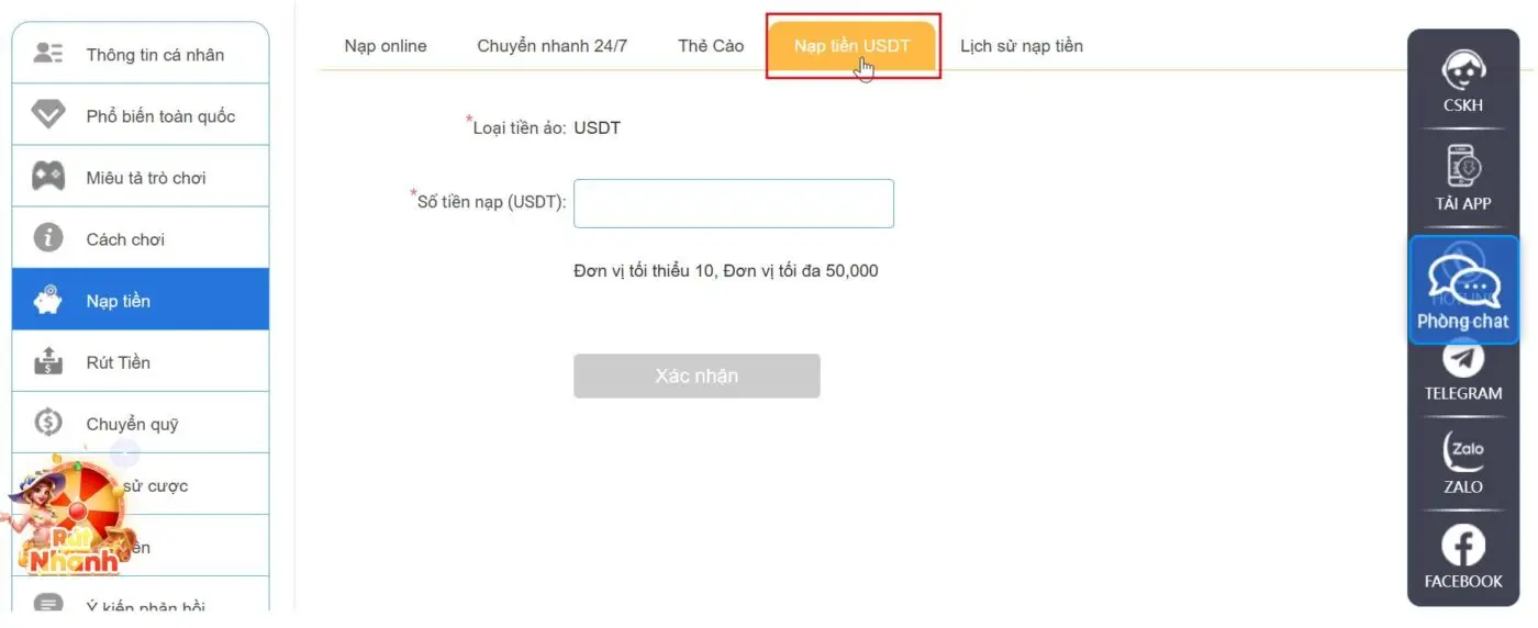 nạp tiền qh88 hình thức thanh toánusdt