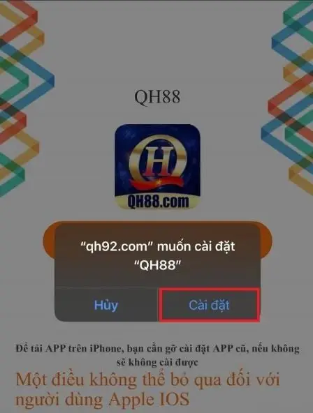 Bước 3 tải app qh88 cho ios