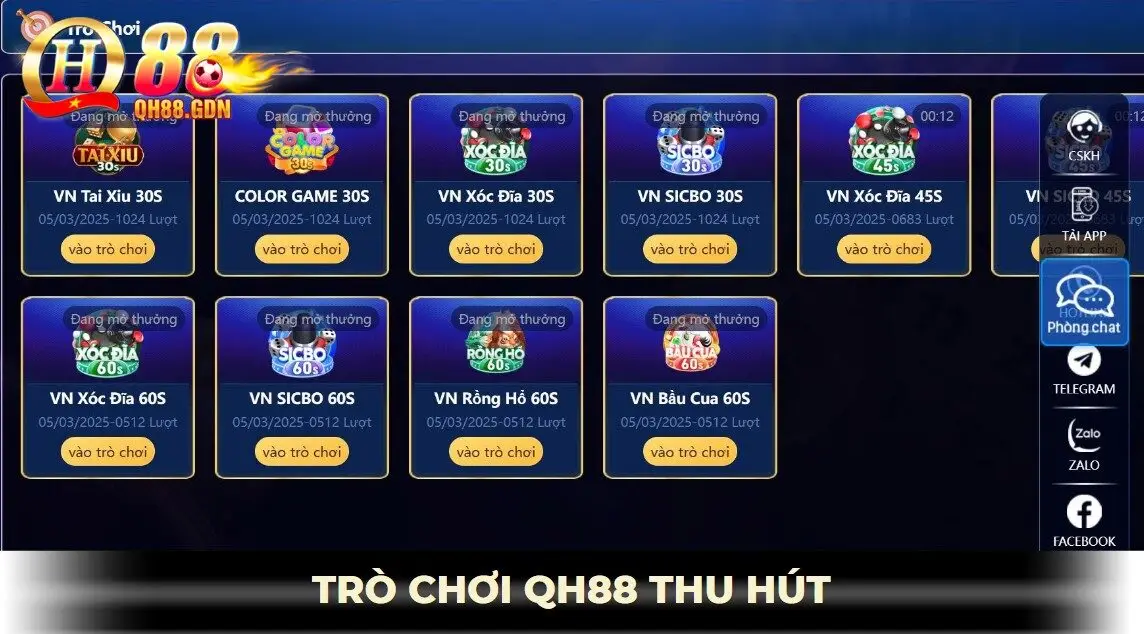 Trò chơi QH88 đa dạng và thu hút